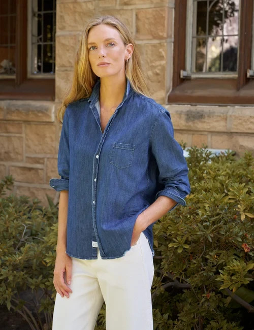 Frank & Eileen New Denim Relaxed Button-Up Shirt Distressed Indigo All Sizes