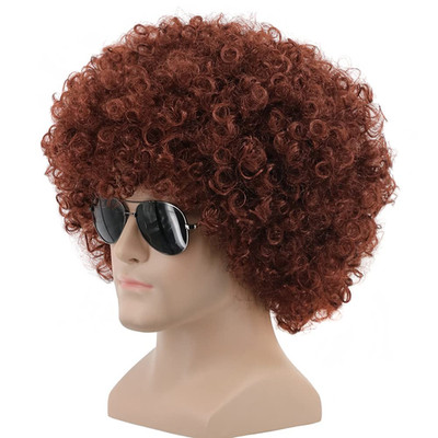 Short Fluffy Disco Afro Wigs Synthetic Anime Cosplay Fancy Funny Wigs for Unisex