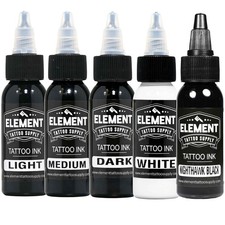 Greywash Tattoo Ink Set 5 Shades 1oz Black Grey for Tattooing