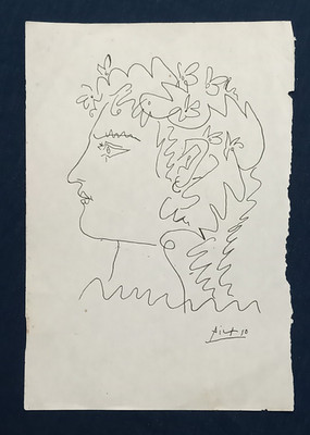 Pablo Picasso Drawing on paper (Handmade) signed and stamped mixed media.
