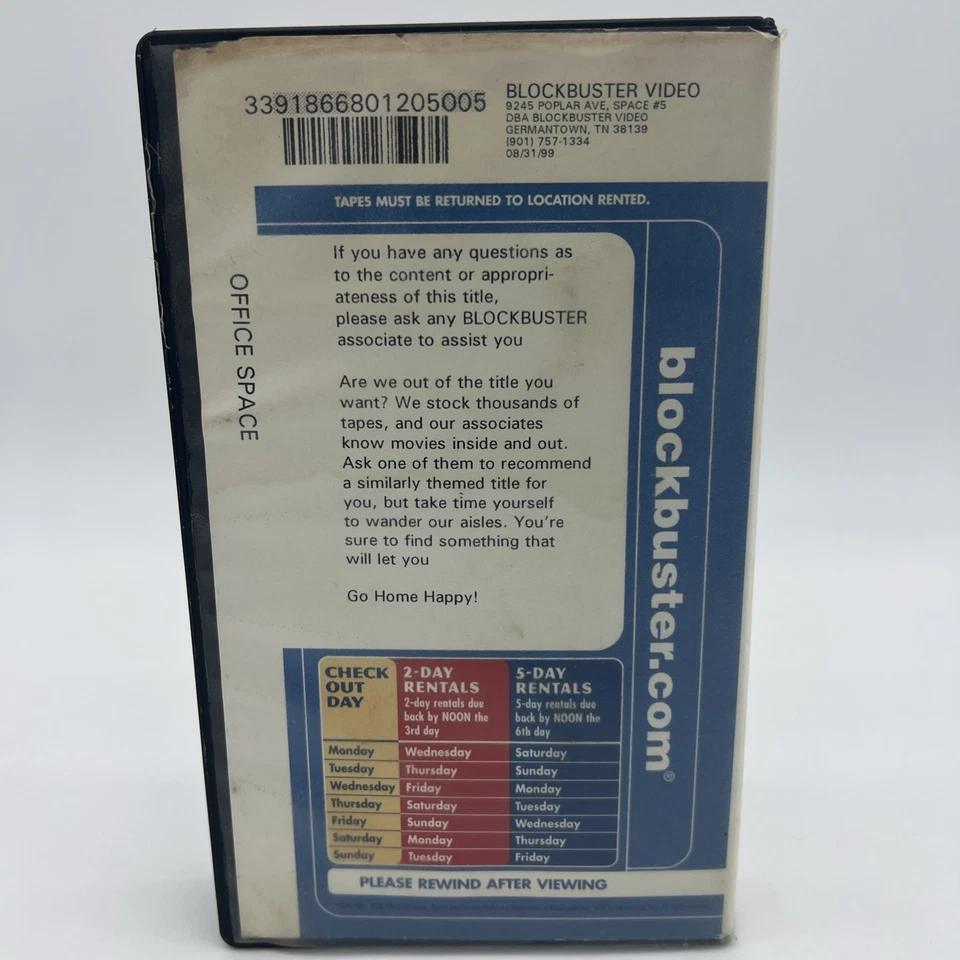 Blockbuster Video Office Space VHS Clamshell Rental Case Movie Rare HTF Vintage Foto 3 de 4