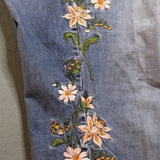 VTG Y2K Liz Claiborne Womens 16W Blue Floral Embroidered Bootcut Jeans