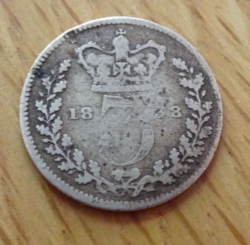 1838 Victoria Threepence — photo from the most recent tracked eBay sale