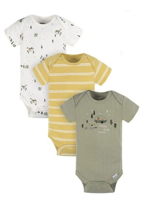 Gerber 3pk Camping Theme Baby Casual Short Sleeve Bodysuits Size Preemie