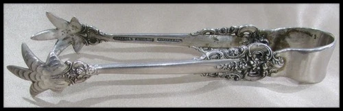 WALLACE GRAND BAROQUE STERLING SILVER SUGAR CUBE TONGS - BEAUTIFUL