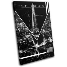 London Infographic City Typography SINGLE CANVAS WALL ART Picture Print