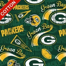 Green Bay Packers Retro NFL Cotton Fabric - 58" Wide - Sold by The Yard & Bolt