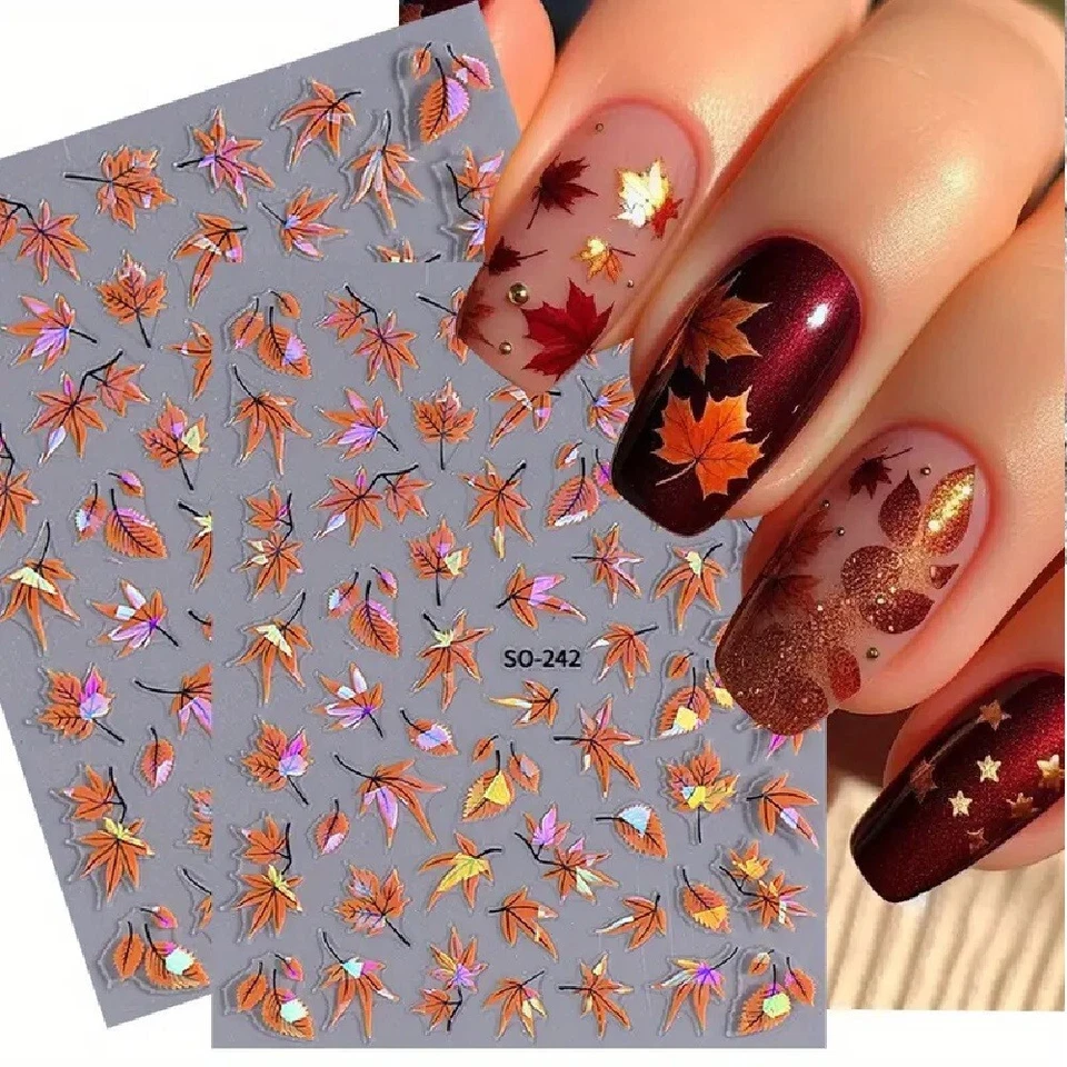 NAIL STICKERS FLOWERS TULIPS Nail Art Sticker Aufkleber Herbst Winter Herbst Blumen Floral Farn Blatt Blätter S242