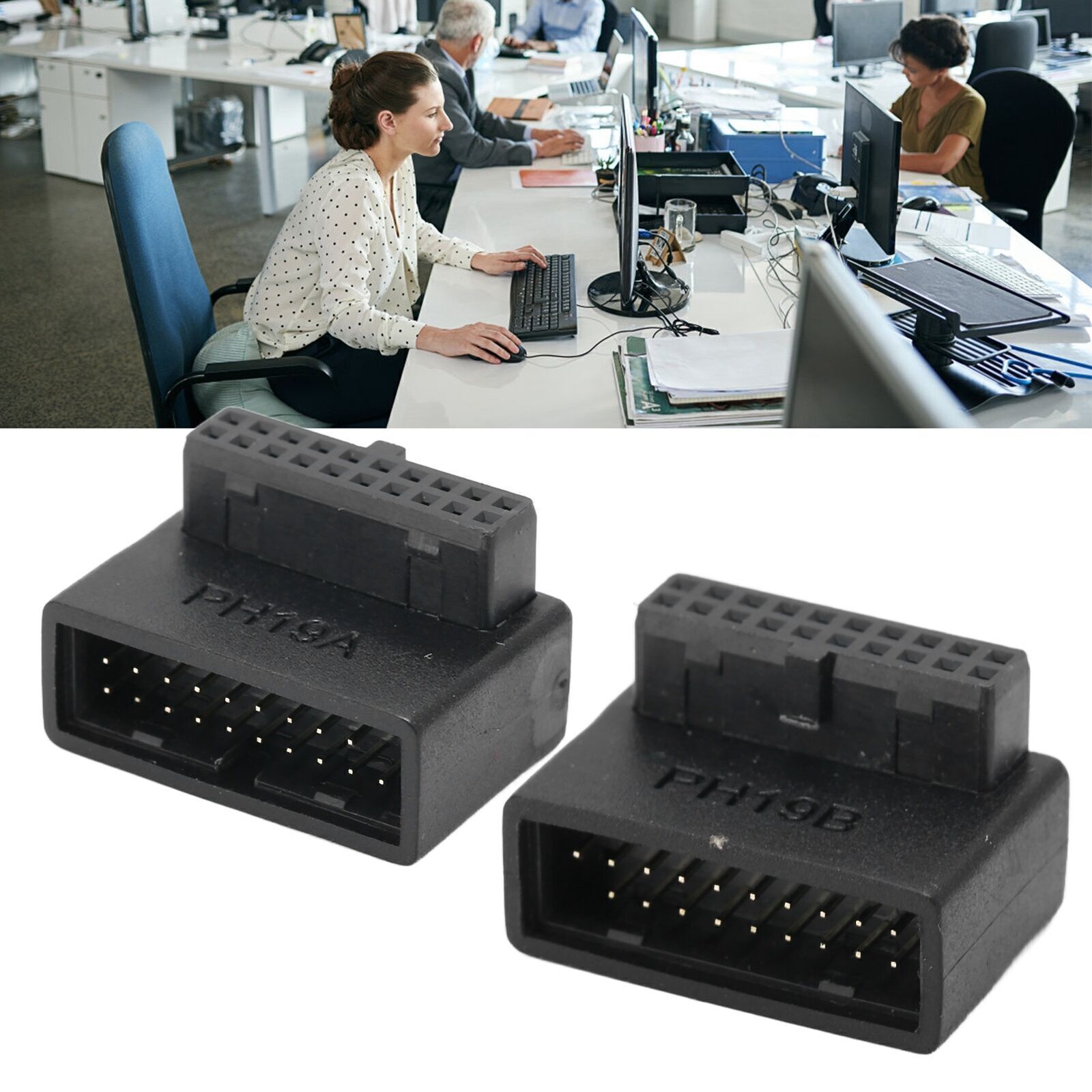 USB Front Panel Adapter Front Panel Socket 90° Elbow USB3.0 19Pin to 20Pin