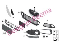 BMW 1' F20 F21 LCI M Sport Front Bumper Fog/Spot Light Grille Grid-Right (JS)