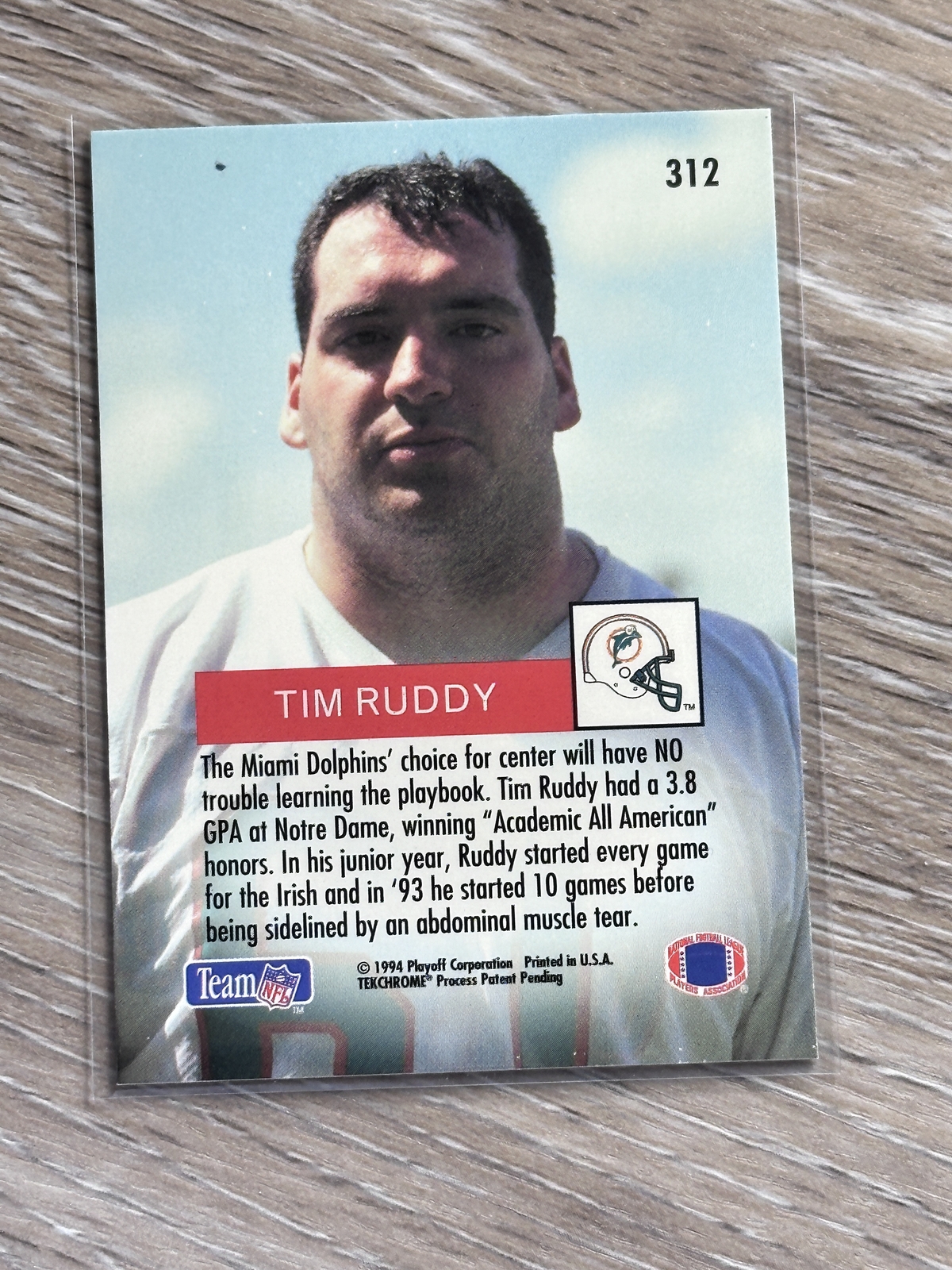 1994 Playoff RC 312 Miami Dolphins Rookie Tim Ruddy | eBay