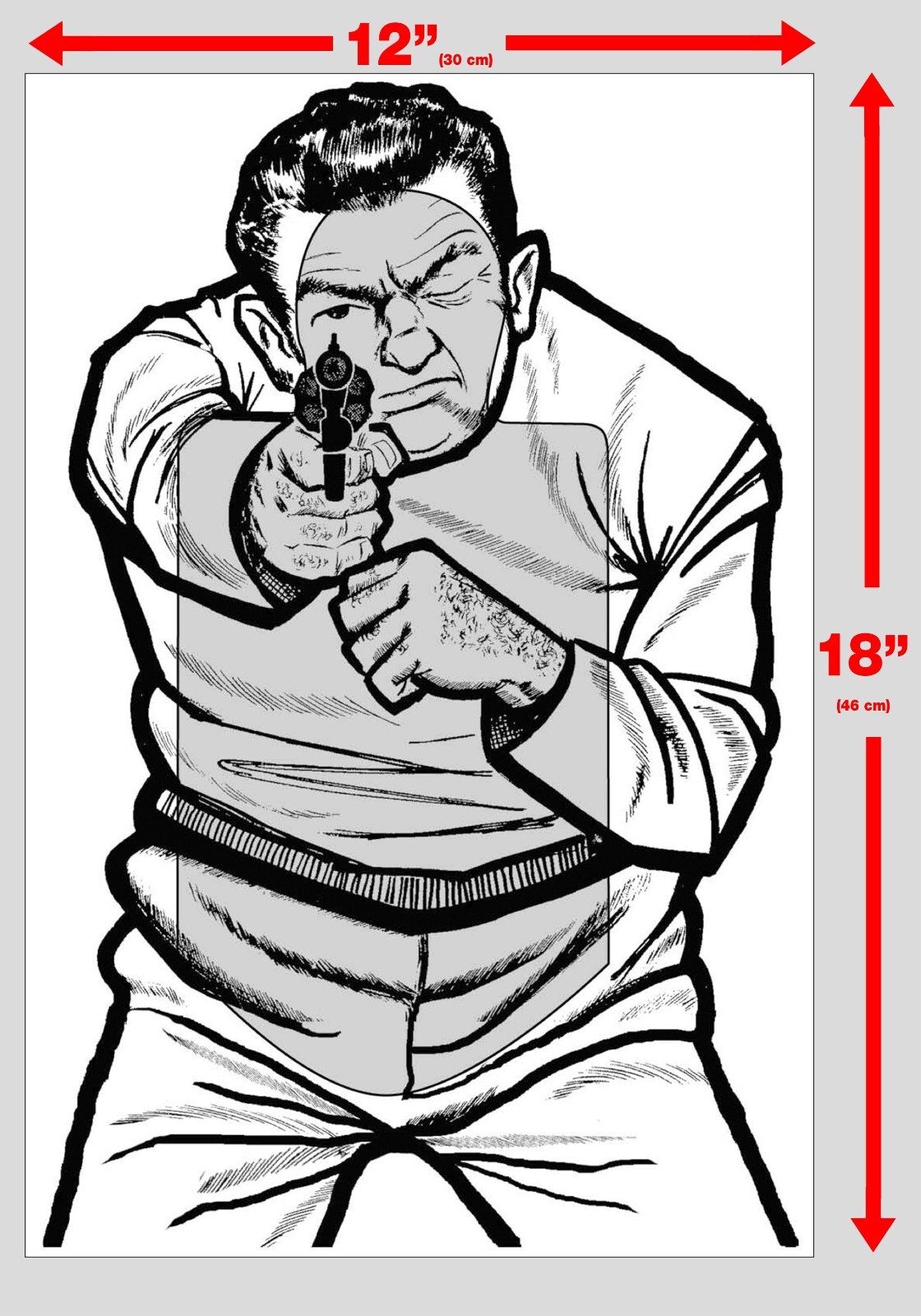 200 Qty The Thug Silhouette hand gun,  paper shooting targets 12X18