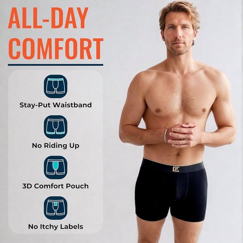 Men Bamboo Boxer Shorts Breathable Moisture Wicking Underwear 3 Pack and 6 Pack - Picture 25 of 25