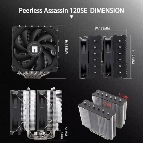 Thermalright Peerless Assassin 120 SE CPU Air Cooler, PA120 SE, 6 Heat Pipes Cp - Bild 5 von 5