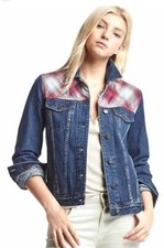 Gap X Pendleton Blue Jean Denim Red Plaid Jacket #322751 NWT! S Small