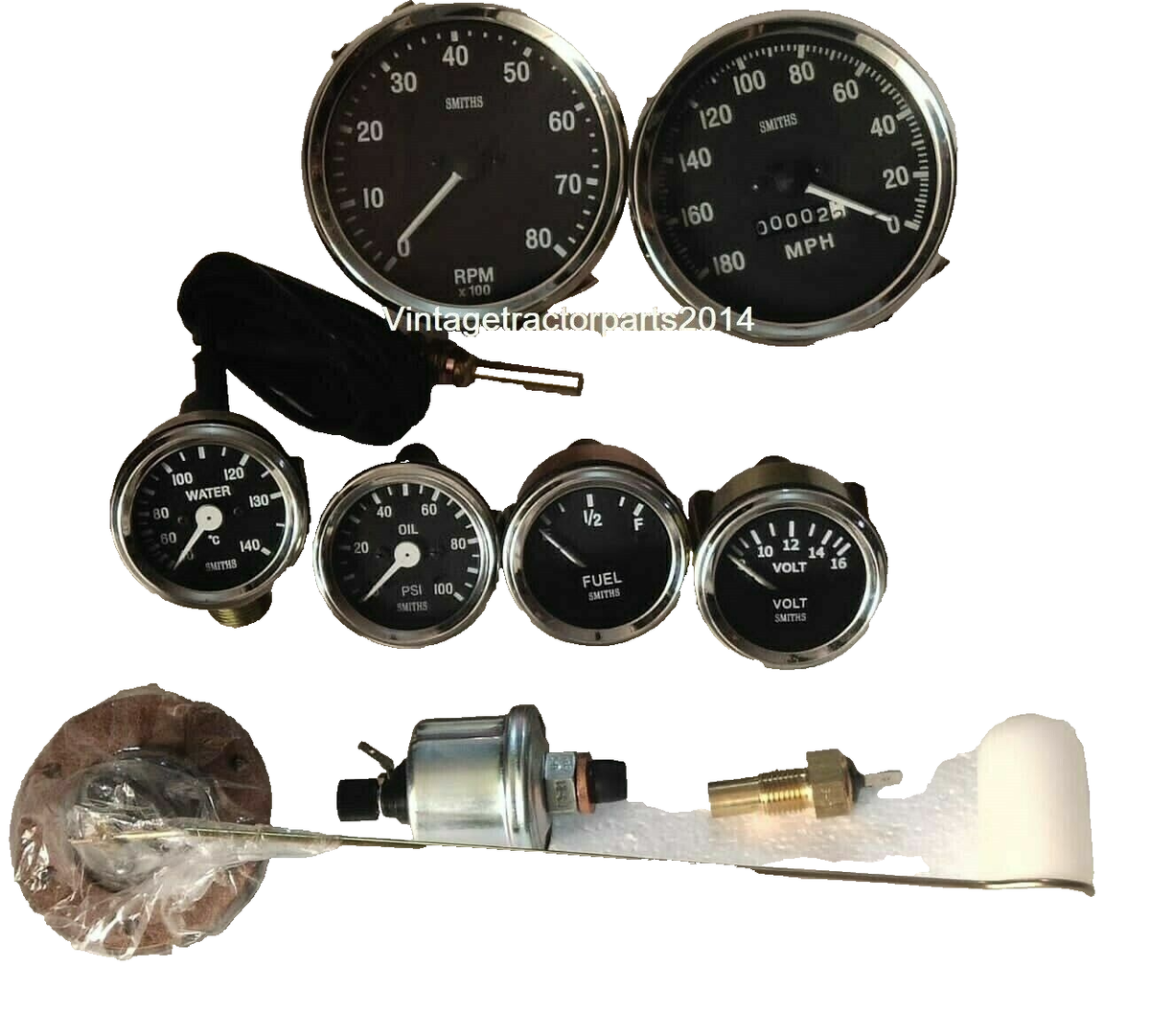 Smiths Replica Kit-Elec Temp Oil Fuel Amp Gauge+180-0MPH Speedo+0