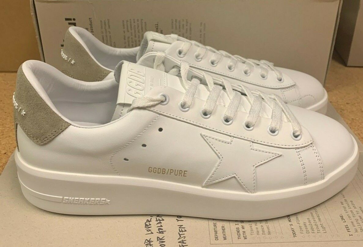 Golden Goose Pure Star Men's Sneakers White/Taupe Sizes 7 - 13