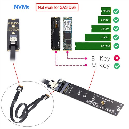 Chenyang NGFF M-Key NVME Male to Female Extension Cable with SFF-8654 Connector - Picture 8 of 9
