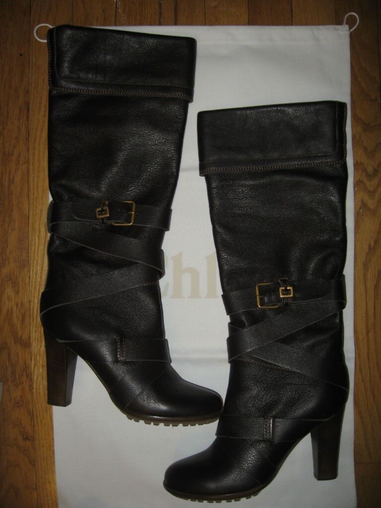 Chloe Brown Prince Paddington Leather Knee High Buckle Belted