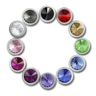 Amello Ohrringe Edelstahl Ohrstecker rund Swarovski Elements Farbwahl ESOS03X