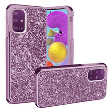 For Samsung A51 4G Deluxe Glitter Diamond Electroplated Hybrid Case Cover PURPLE