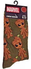 Marvel Guardians of the Universe Young Groot Unisex Crew Socks Size 9-13