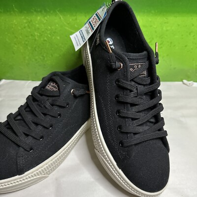 Women's Skechers, BOBS Copa Sneaker 114640-BLK Black Canvas Synthetic Shoes Sz10