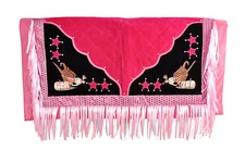 Western Barrel Show Rodeo Style Saddle Pad With Matching Fringes-Barrel Racing