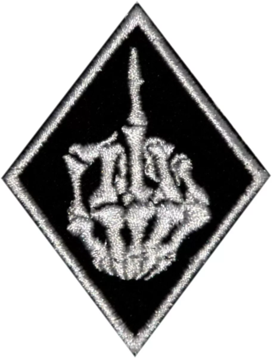 Middle finger up Bone Skull DIAMOND PATCH Aufn her Parche brod patche toppa