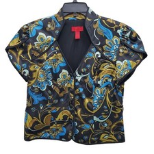 JS Collections Women's Multicolor Paisley Cheongsam Qipao Neck SS Jacket US 12