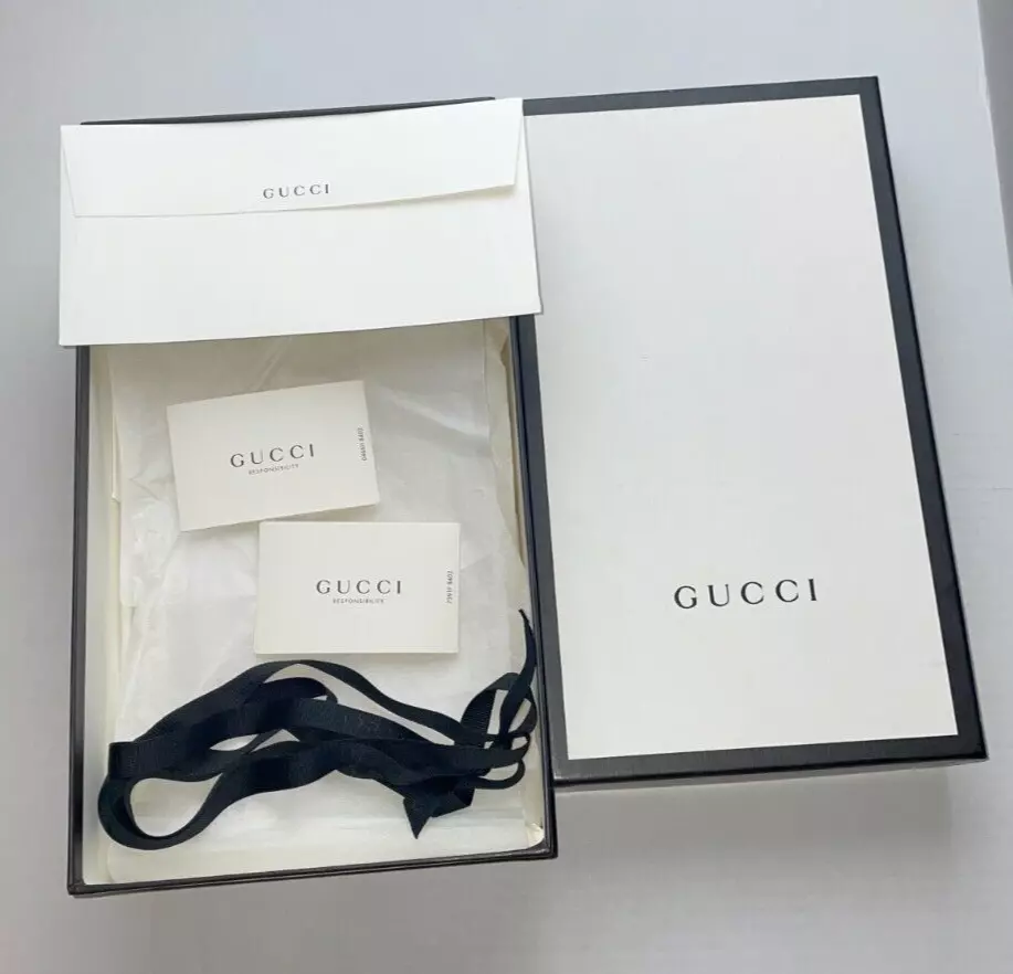 Empty Gucci Shoe Box 14.5x8.25x5.5, Tissue Paper, Care Card, Ribbon