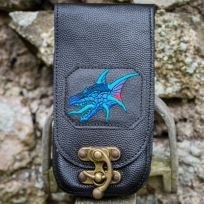 Leder Drache Universal Handy Tasche Geldbörse Gürtelschlaufe Holster Biker