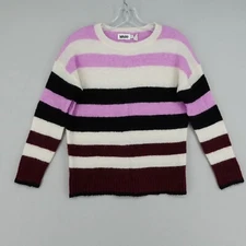 Molo Geneen Alpaca Blend Sweater Girls US 11-12 Pink Multi Striped Crewneck