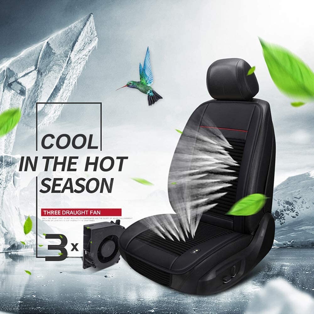 Cooling Car Seat Cushion Pad with Air Fan for Most Vehicle T