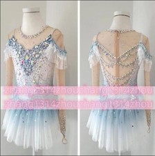 Figure skating show dress blue and white A16
