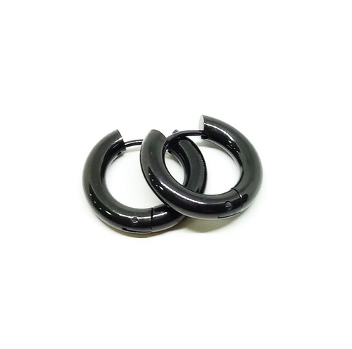 Orecchini da uomo a cerchio in acciaio inox argento cerchietti donna doppi nero - Bild 6 von 19