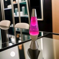 Lava Lamp 14.5  Model F2121 Hot Pink  Purple with Silver Base 2012 Works great