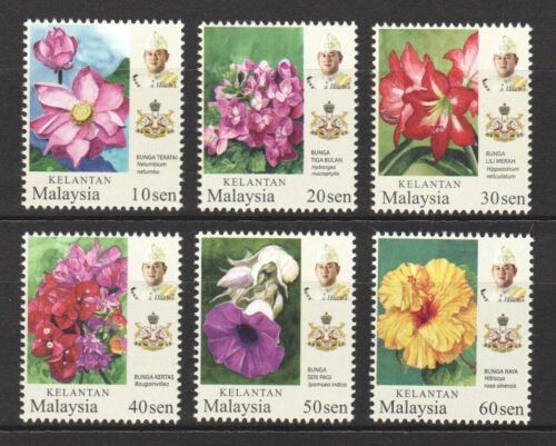 MALAYSIA 2018 KELANTAN STATE GARDEN FLOWERS COMP. SET OF 6 STAMPS IN MINT MNH - Picture 1 of 1