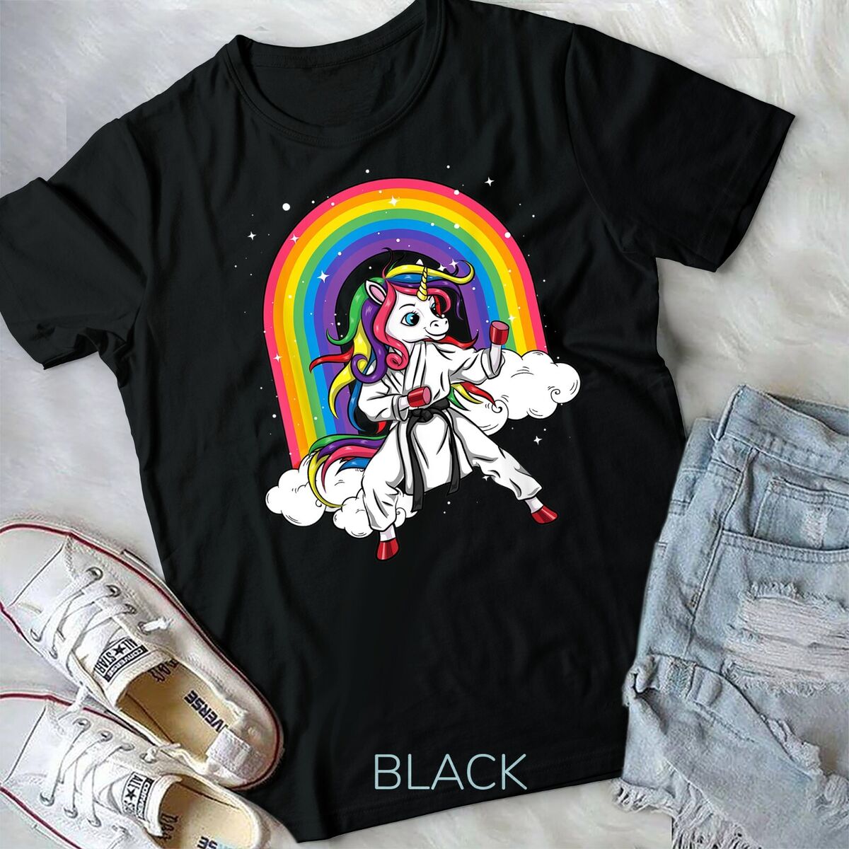 Unicorn Karate Mma T Shirt Rainbow Black Belt Kids Girl Gift Unicorn Karate Mma T Shirt Rainbow Black Belt Kids Girl Gift
