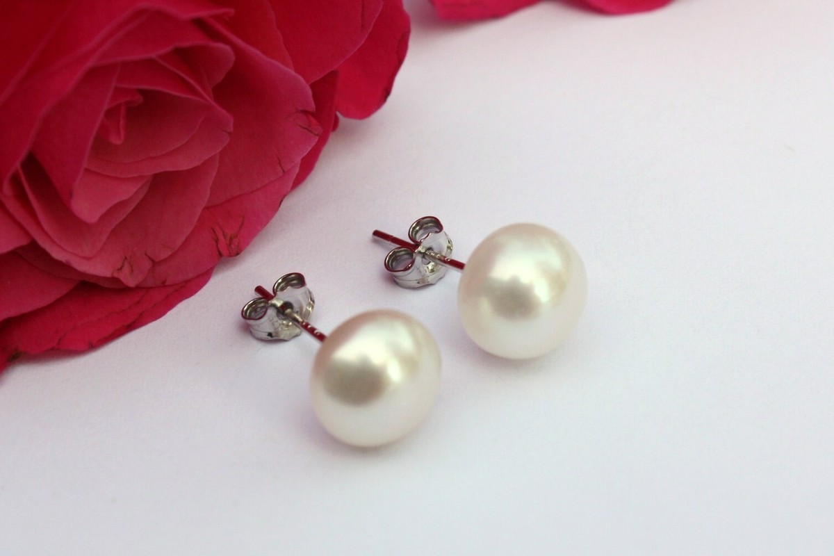 Set De Perles D'eau Douce 6mm à 10mm Pour Bijoux - Boucles D'oreilles Style Goujon, Argenté