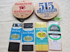 Vintage Lot Rayon Seam Binding Perma-Seam 515 Brand Cotton Bias Tape USA 1950's