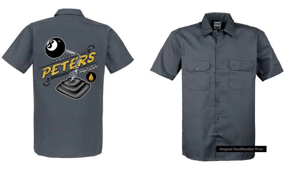 Chemise Worker Sonar Gris V8 Oldschool Hot Rod US Car Style '50, Manches Courtes - Photo 1/2