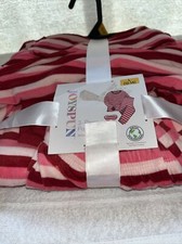 JOYSPUN WOMENS VELOUR PAJAMAS PJ SET SIZE L  PINK STRIPED W/EYEMASK