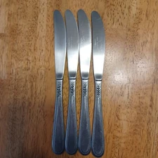 Rogers CO BEADED ELEGANCE Lot of 4 Dinner Knives Korea Stainless