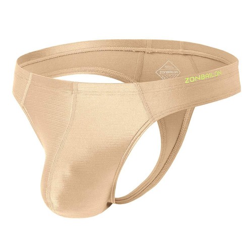 ZONBAILON Men's Underwear Shiny Silky Elastic Nylon Sexy Strong Convex Thong - Picture 12 of 34