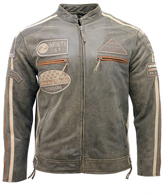 Men's Real Soft Racing Brown Nappa Leather Biker Jacket