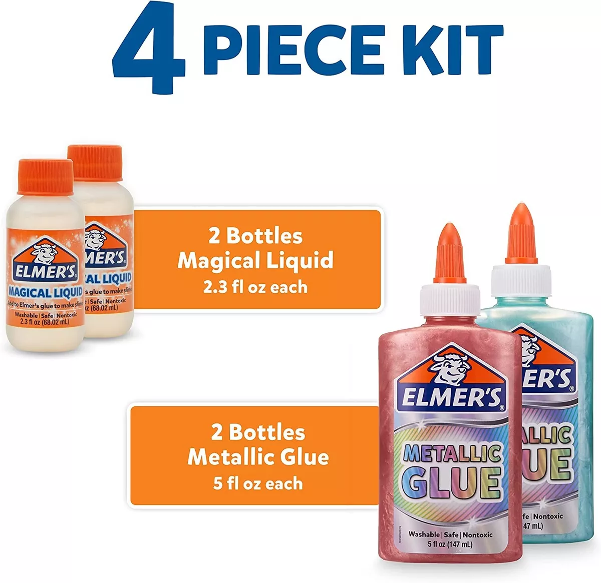 Elmer's Metallic Slime Kit New in Box 4 piece kit Teal & Pink Metallic Glue
