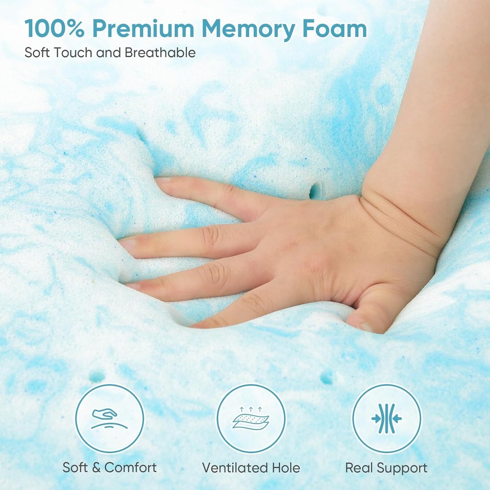 2 Inch Memory Foam Mattress Topper Full Size, Gel Infused Ventilated eBay