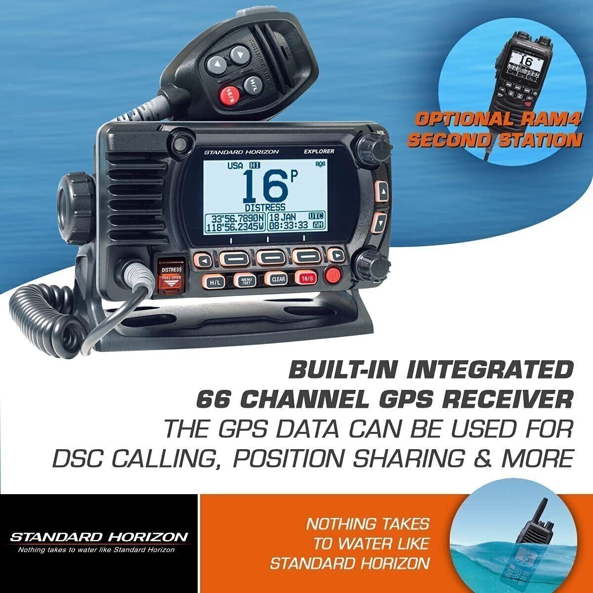 STANDARD Horizon GX1800GB Black 25W VHF/GPS/Second Station