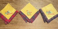1940-1950s Vintage Lot of 3 Hankies Souvenir Frae Scotland Tartan Plaid Border